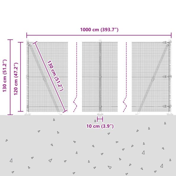 vidaXL Zváraný drôtený plot s 7 príchytkami 1.2x10 m pozinkovaná oceľ – Obrázok 13
