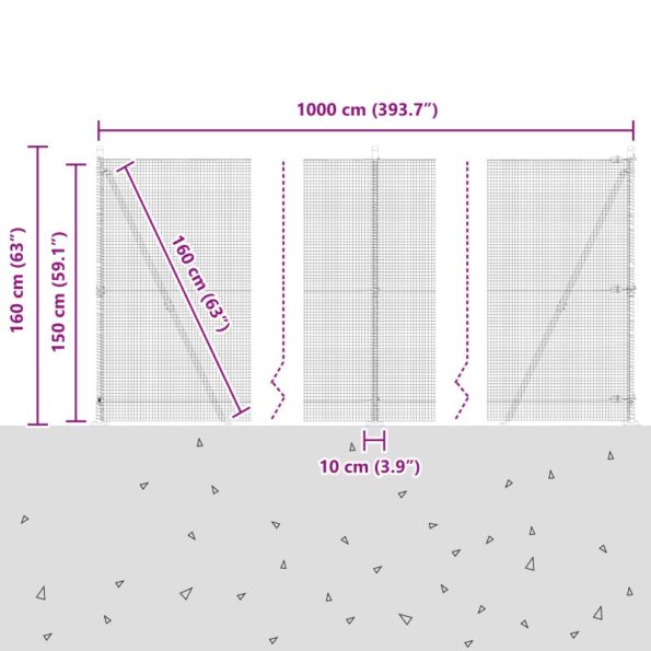 vidaXL Zvarený drôtový plot so 7 držiakmi 1.5x10 m Pozinkovaná oceľ – Obrázok 13