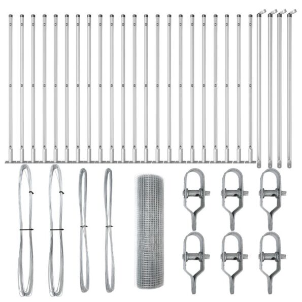 vidaXL Zvarené drôtené oplotenie so 13 stĺpmi s flitrami 0.4x50 m Pozinkovaná oceľ – Obrázok 2