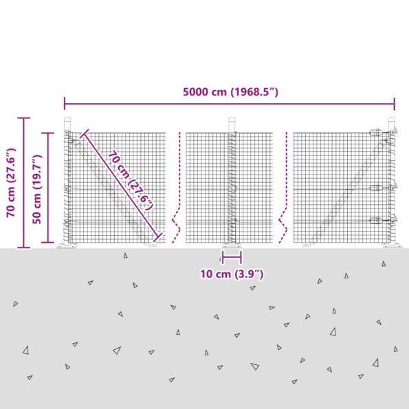 vidaXL Zváraný drôtový plot s 13 prírubovými stĺpmi 0.5x50 m z pozinkovanej ocele – Obrázok 13