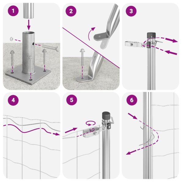 vidaXL Zváraný drôtený plot s 13 stĺpmi s krúžkami 0.8x50 m Galvanizovaná oceľ – Obrázok 12