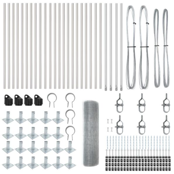 vidaXL Zváraný drôtený plot s 13 stĺpmi s krúžkami 0.8x50 m Galvanizovaná oceľ – Obrázok 4