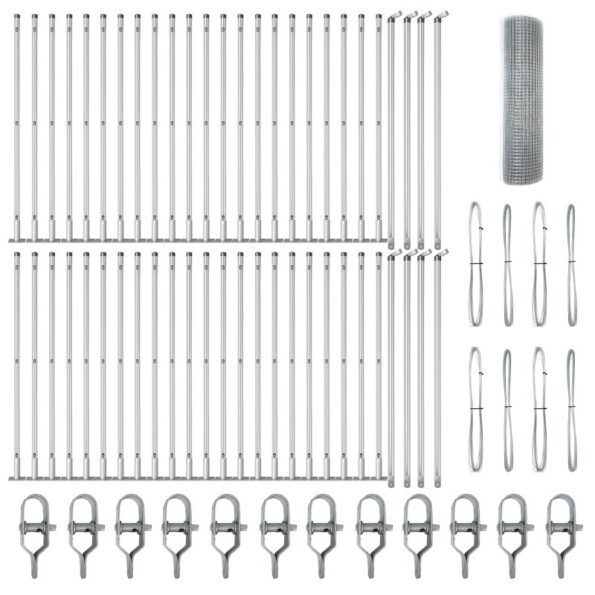 vidaXL Zváraná drôtená ohrada s 13 výstužnými stĺpmi 0.4x100 m pozinkovaná oceľ – Obrázok 2