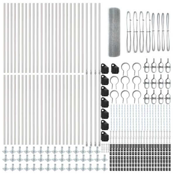vidaXL Zváraný drôtový plot s 13 rozšírenými stĺpmi 0.6x100 m pozinkovaná oceľ – Obrázok 4