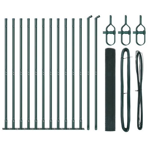 vidaXL zváraný drôtený plot s 13 flangujúcimi stĺpmi Zelená 1,2x25 m Oceľ – Obrázok 2