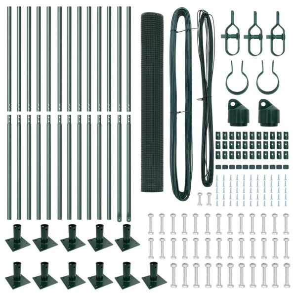 vidaXL zváraný drôtený plot s 13 flangujúcimi stĺpmi Zelená 1,2x25 m Oceľ – Obrázok 4