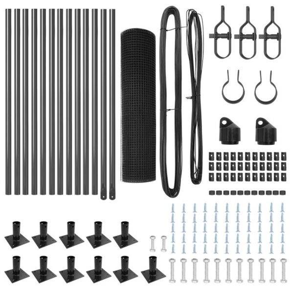 vidaXL zvárané drôtové oplotenie s 13 hranatými stĺpmi Sivé 0.4x25 m Oceľ – Obrázok 4