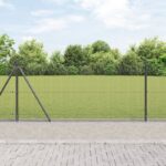 vidaXL Zvarený drôtový plot s 13 stĺpikmi Flanged Šedý 1.4x50 m Oceľ