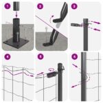 vidaXL Zvarený drôtový plot s 13 stĺpikmi Flanged Šedý 1.4x50 m Oceľ – Obrázok 12