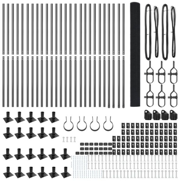 vidaXL Zvarený drôtový plot s 13 prírubovými stĺpmi Sivý 1,5x50 m Oceľ – Obrázok 4