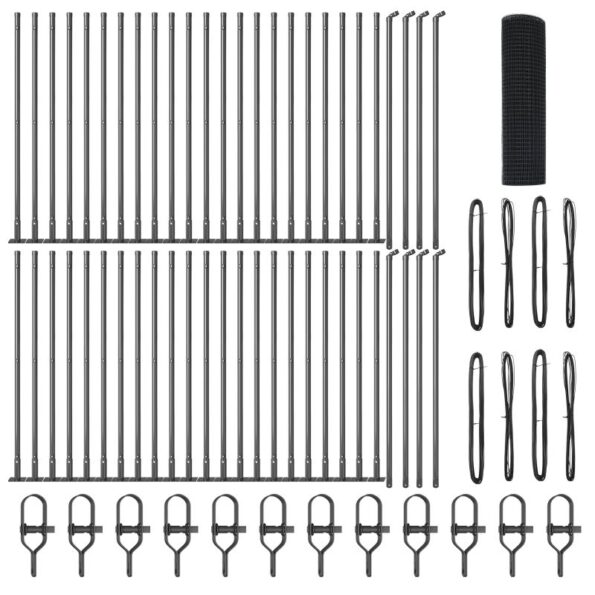 vidaXL zvarené drôtené ploty s 13 vyvŕtanými stĺpmi Sivá 0.4x100 m Oceľ – Obrázok 2