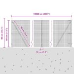 vidaXL zváraný drôtový plot so 13 flanžovými stĺpmi Sivý 0.8x100 m Oceľ – Obrázok 13