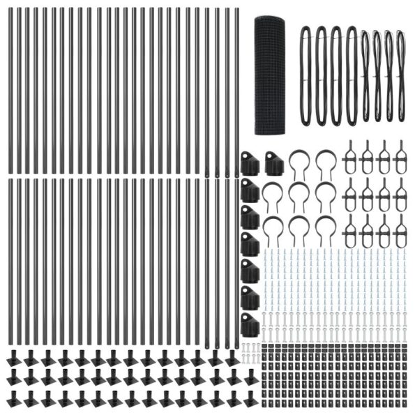 vidaXL zváraný drôtový plot so 13 flanžovými stĺpmi Sivý 0.8x100 m Oceľ – Obrázok 4
