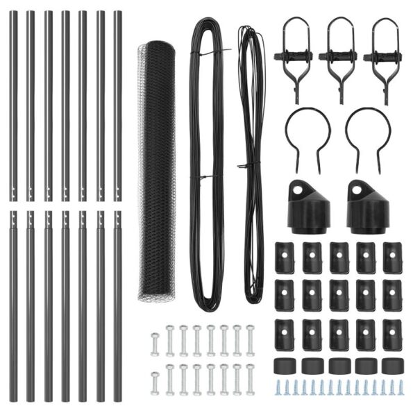 vidaXL Hexagonový plot sivý 1.4x10 m z ocele – Obrázok 4