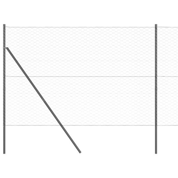 Hexagonové oplotenie vidaXL Sivé 1,6x10 m Oceľ, Posty na oplotenie vidaXL 7 ks Sivé Ø32 mm 210 cm Pozinkovaná oceľ – Obrázok 6