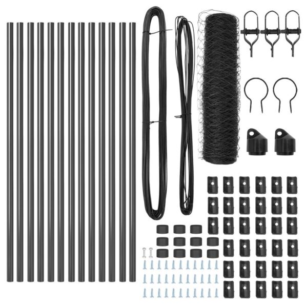 vidaXL Hexagonový plot sivý 0.8x25 m oceľ – Obrázok 4