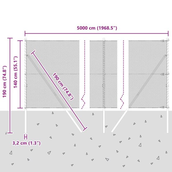 vidaXL Hexagonový plot šedý 1.4x50 m z ocele – Obrázok 12