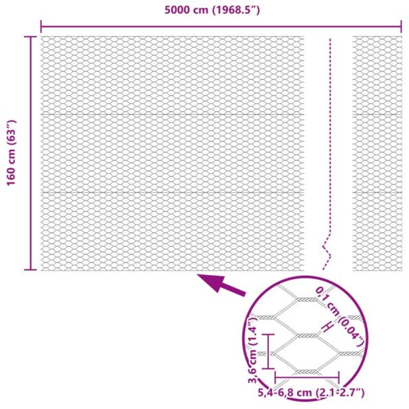 vidaXL Hexagonové oplotenie Sivé 1.6x50 m Oceľ – Obrázok 13