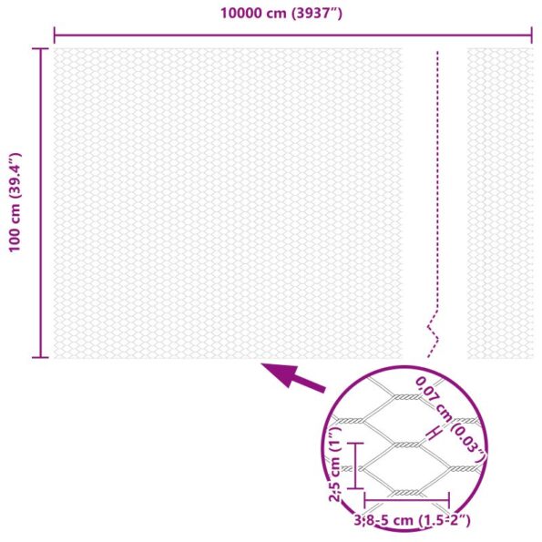vidaXL Hexagónový plot Sivý 1x100 m Oceľ – Obrázok 13