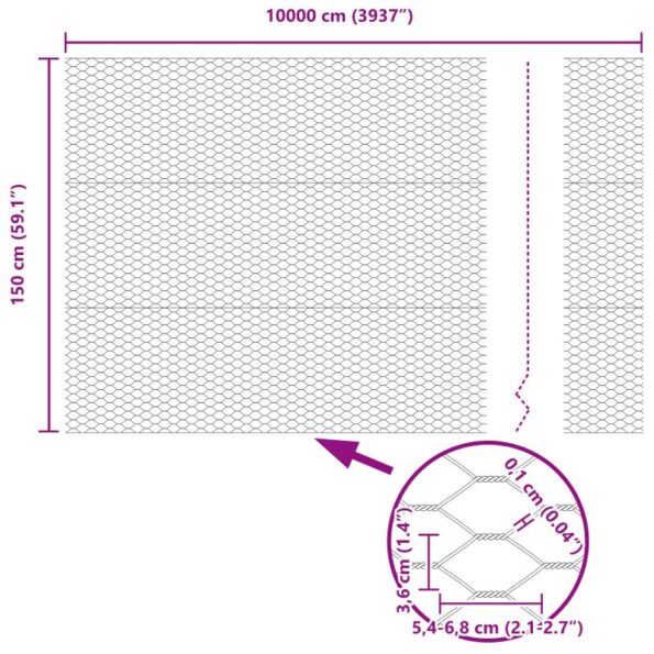 Hexagonálna ohrada vidaXL Sivá 1,5x100 m Oceľ, Kovové stĺpy vidaXL 13 ks Zelené Ø32 mm 200 cm Galvanizovaná oceľ – Obrázok 13