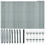 Hexagonálna ohrada vidaXL Sivá 1,5x100 m Oceľ, Kovové stĺpy vidaXL 13 ks Zelené Ø32 mm 200 cm Galvanizovaná oceľ – Obrázok 2
