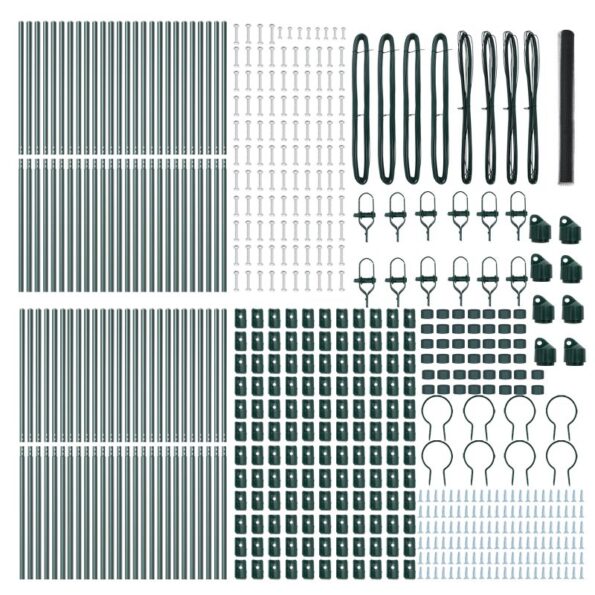 Hexagonálna ohrada vidaXL Sivá 1,5x100 m Oceľ, Kovové stĺpy vidaXL 13 ks Zelené Ø32 mm 200 cm Galvanizovaná oceľ – Obrázok 4
