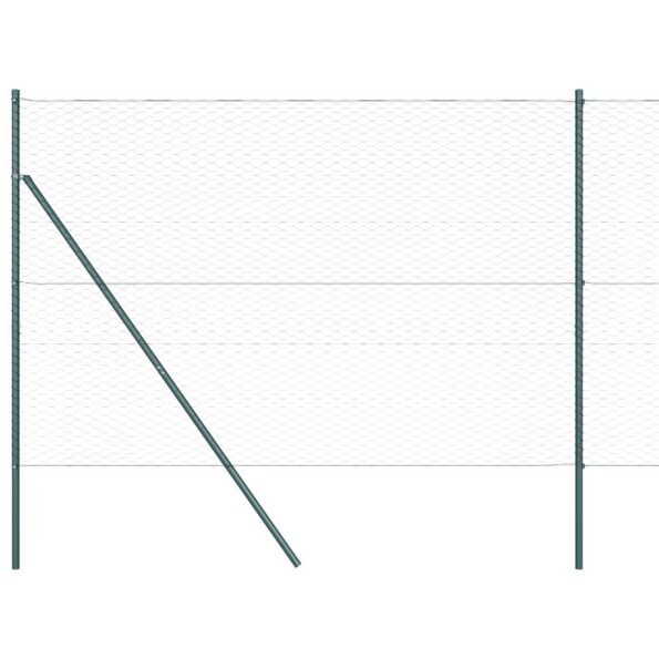 Hexagonálna ohrada vidaXL Sivá 1,5x100 m Oceľ, Kovové stĺpy vidaXL 13 ks Zelené Ø32 mm 200 cm Galvanizovaná oceľ – Obrázok 6