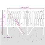 Šesťuholníkový plot vidaXL 0.4x10 m žiarovo pozinkovaný, Stĺpy plotu vidaXL 7 ks Ø32 mm 80 cm žiarovo pozinkované – Obrázok 12
