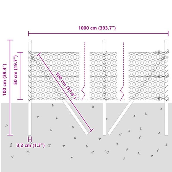 vidaXL Hexagonálny plot 0,5x10 m pozinkovaná oceľ – Obrázok 12
