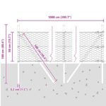 vidaXL Hexagónový plot 0.5x10 m Pozinkovaná oceľ, Stĺpiky vidaXL 7 ks Ø32 mm 100 cm Pozinkovaná oceľ – Obrázok 12