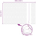 vidaXL Hexagónový plot 0.5x10 m Pozinkovaná oceľ, Stĺpiky vidaXL 7 ks Ø32 mm 100 cm Pozinkovaná oceľ – Obrázok 13