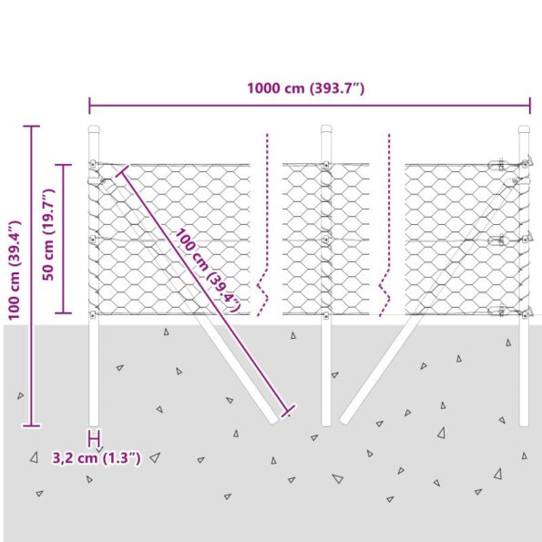 vidaXL Hexagon Fence 0.5x10 m Galvanized Steel – Obrázok 12