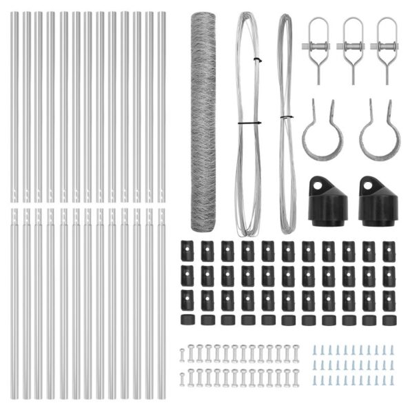 Hexagonálne oplotenie vidaXL 1,4x25 m Pozinkovaná oceľ, Stĺpiky oplotenia vidaXL 13 ks Ø32 mm 190 cm Pozinkovaná oceľ – Obrázok 4