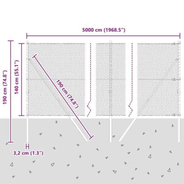 vidaXL Hexagonový plot 1.4x50 m z pozinkovanej ocele – Obrázok 12