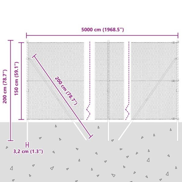 vidaXL Hexagonálny plot 1.5x50 m pozinkovaná oceľ – Obrázok 12
