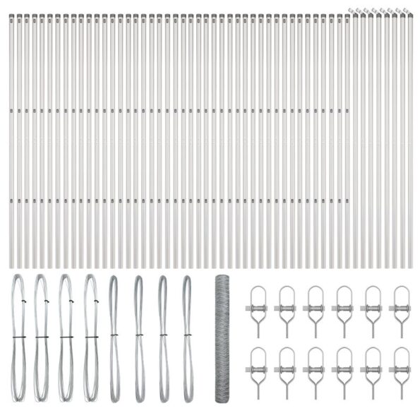 Hexagonálny plot vidaXL 1.2x100 m Pozinkovaná oceľ, Plotové stĺpiky vidaXL 13 ks Ø32 mm 170 cm Pozinkovaná oceľ – Obrázok 2