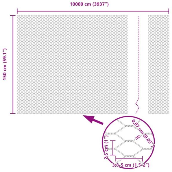 vidaXL hexagonálny plot 1.5x100 m pozinkovaná oceľ – Obrázok 13