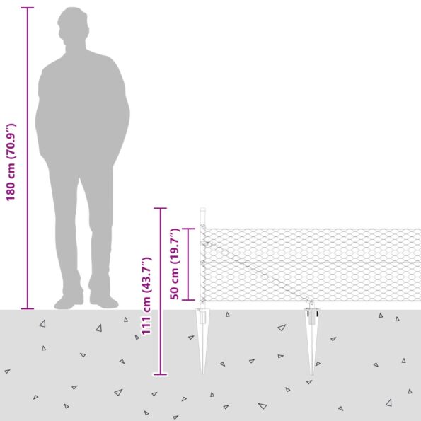 vidaXL Hexagonový plot sivý 0,5x50 m oceľ – Obrázok 10