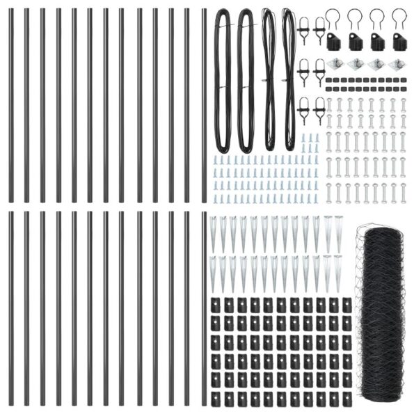 vidaXL Hexagonálne oplotenie Sivé 1x50 m Oceľ – Obrázok 2