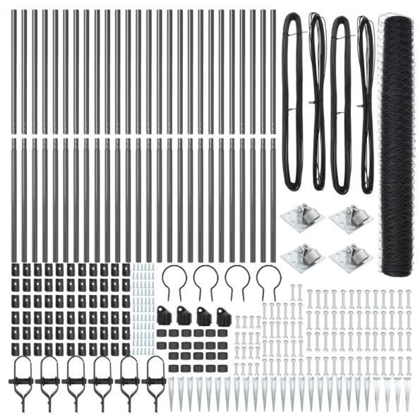 vidaXL Hexagonálny plot Sivý 1,2x50 m Oceľ – Obrázok 3