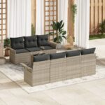 vidaXL 8-dielna záhradná súprava s vankúšmi svetlosivá poly ratan