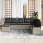 vidaXL 8-dielna záhradná súprava s vankúšmi Svetlosivý poly ratan – Obrázok 3