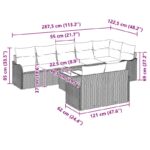 vidaXL 8-dielny záhradný pohovkový set s vankúšmi šedý poly ratan – Obrázok 13