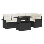vidaXL 6 Dielny Záhradný Gaučový Set s Vankúšmi Čierny Poly Ratan