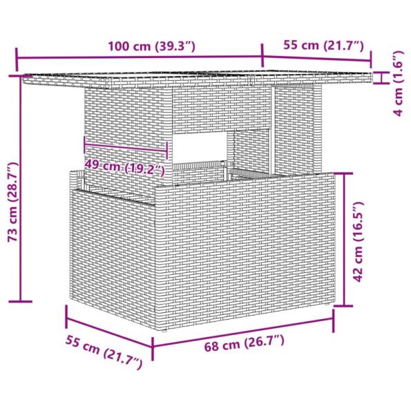 vidaXL 6-dielna súprava záhradného gauča s vankúšmi béžový poly ratan – Obrázok 8