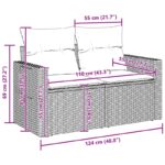 vidaXL Záhradná súprava s 14 kusmi s vankúšmi Béžový poly ratan Akácia – Obrázok 12