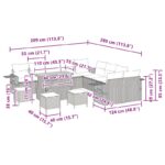 vidaXL 14-dielny záhradný gaučový set s vankúšmi šedý poly ratan akácia – Obrázok 13