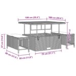 vidaXL 9-dielna záhradná sada s vankúšmi čierny polyratan akácia – Obrázok 11