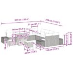 vidaXL 13-dielna záhradná pohovka s vankúšmi Béžová Poly ratan akáciový – Obrázok 12