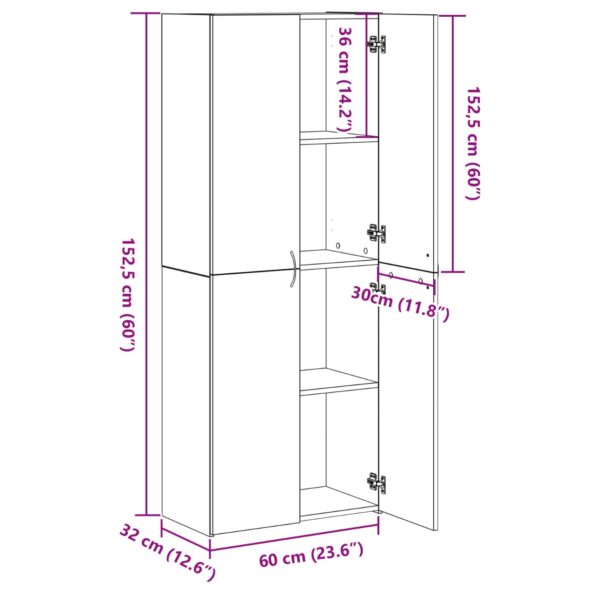 vidaXL Kancelársky kabinet Staré drevo 60 x 32 x 152,5 cm – Obrázok 12